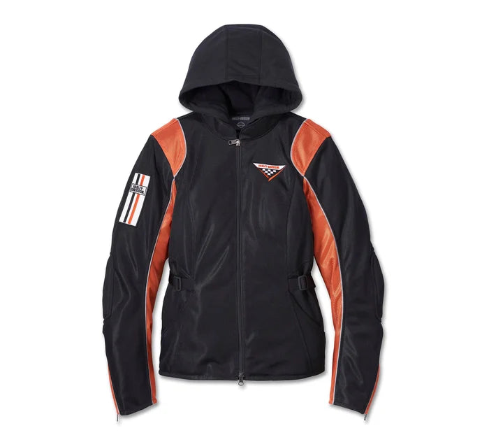 Harley-Davidson® Women's Cora Mesh 2.0 Riding 3-in-1 Jacket w/ Armour Pockets One-Shoulder Jacket Off-the-Shoulder Jacket Asymmetrical Jacket