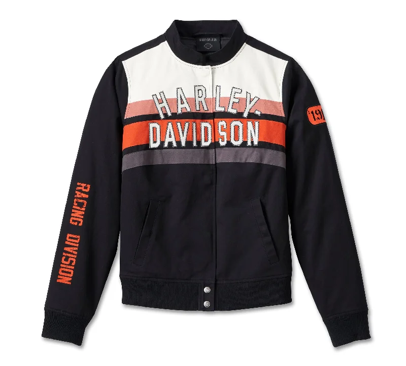 Harley-Davidson® Women's Team Sport Twill Jacket Rayon Fabric Velvet Fabric Corduroy Fabric