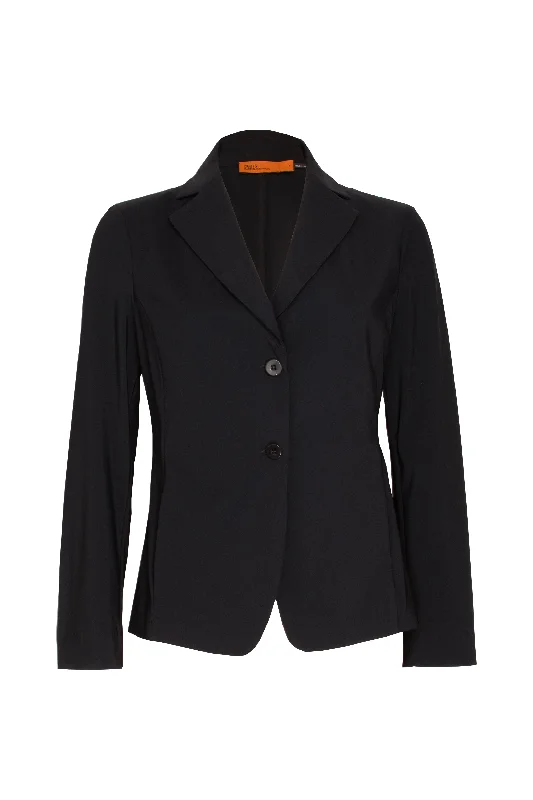 High Revere Collar Jacket - Black Jersey 8634 Knit Fabric Woven Fabric Fleece Fabric