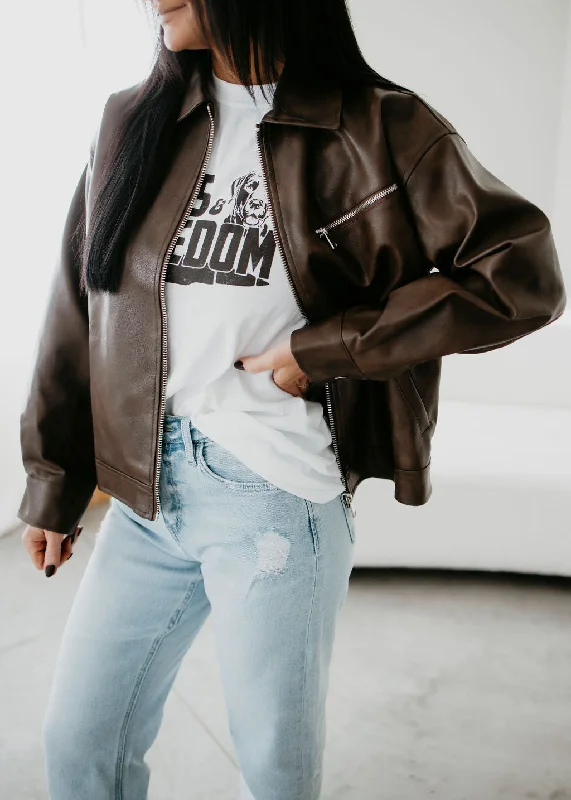 Idalia Faux Leather Jacket Zippered Jacket Buttoned Jacket Snapped Jacket