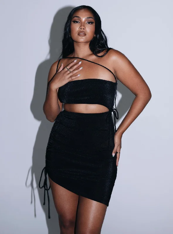 Imelda Mini Dress Black Chic Halter Mini Dress