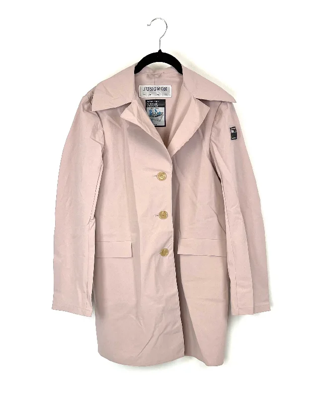 Pink Waterproof Jacket - Size 4-6 Notch Collar Jacket Peter Pan Collar Jacket Cowl Neck Jacket