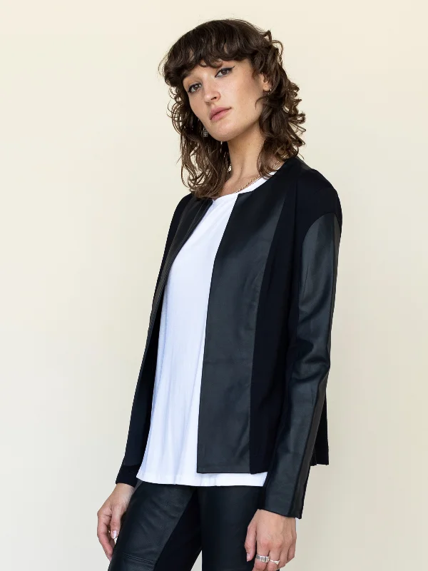 Leather and Ponti Jacket Fitted Jacket Loose Jacket Oversized Jacket