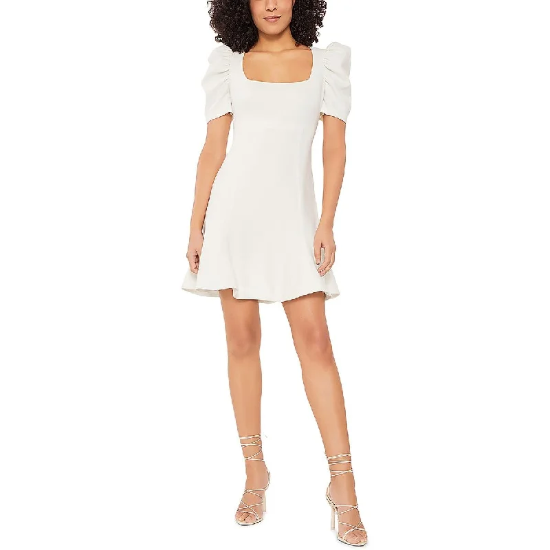 Likely Womens Scoop Neck Puff Sleeves Mini Dress Stylish Short-Sleeve Mini Dress