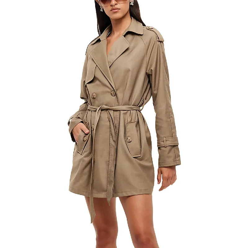 Lioness Womens Trencherous Double-Breasted Jacket Mini Dress Chic Pleated Mini Dress