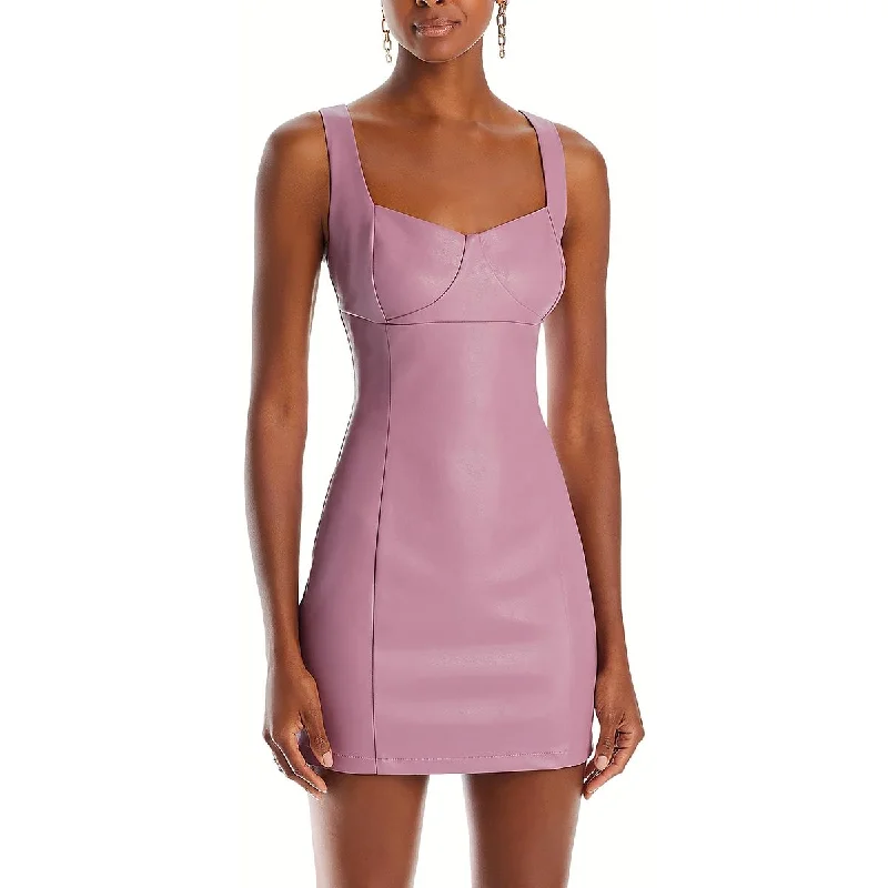 Lucy Paris Womens Sweetheart Faux Leather Short Mini Dress Trendy Camisole Mini Dress