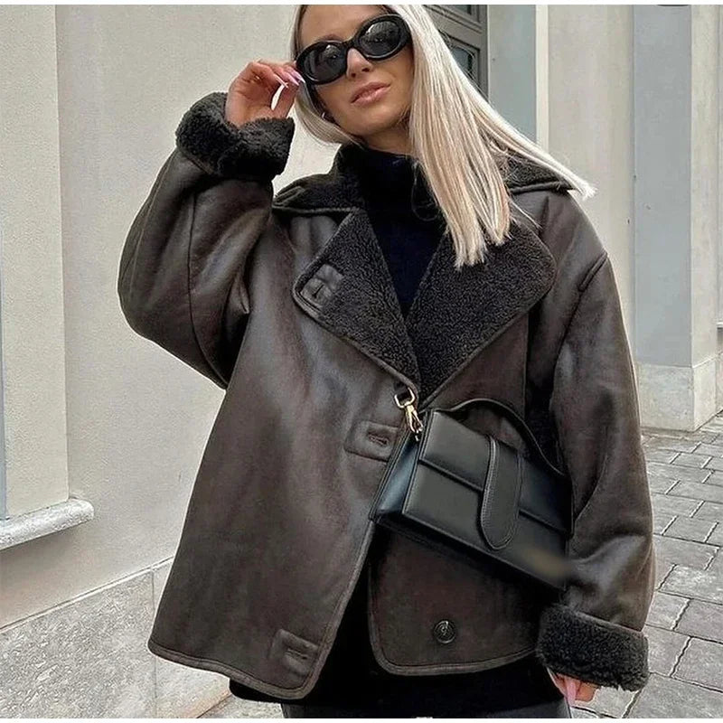 Lunivop Women Fashion Thicken Jacket Coat Lapel Single-breasted Warm Coat Casual Double-sided Suede Coat Women's Clothing Appliqued Jacket Beaded Jacket Sequined Jacket Lunivop Women Fashion Thicken Jacket Coat Lapel Single-breasted Warm Coat Casual Double-sided Suede Coat Women's Clothing Appliqued Jacket Beaded Jacket Sequined Jacket