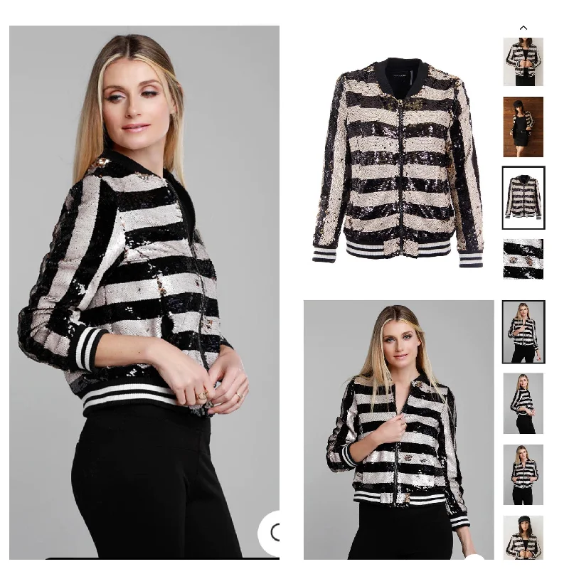Lux sequin moto jacket $225 Front Pockets Side Pockets Patch Pockets