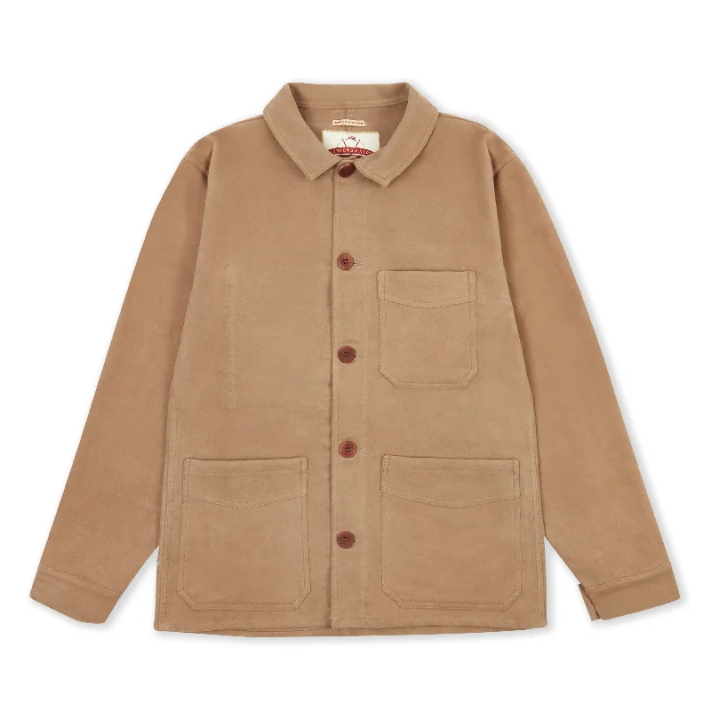 Luxury Heavyweight Moleskin Workwear Jacket - Beige Herringbone Jacket Checkered Jacket Solid Jacket