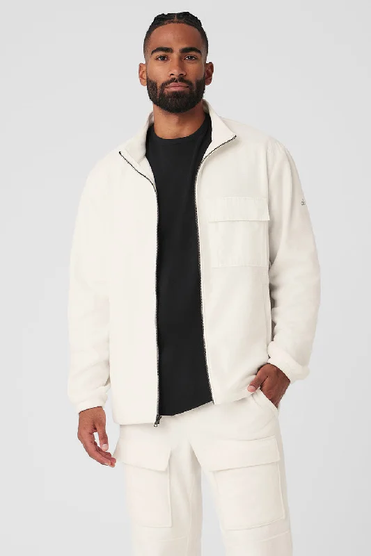Polar Fleece Ridge Full Zip Jacket - Ivory Tiered Jacket Buttoned Jacket Zippered Jacket