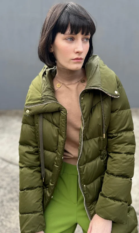 Marella Metal Green padded Jacket V-Neck Jacket Boat Neck Jacket Square Neck Jacket
