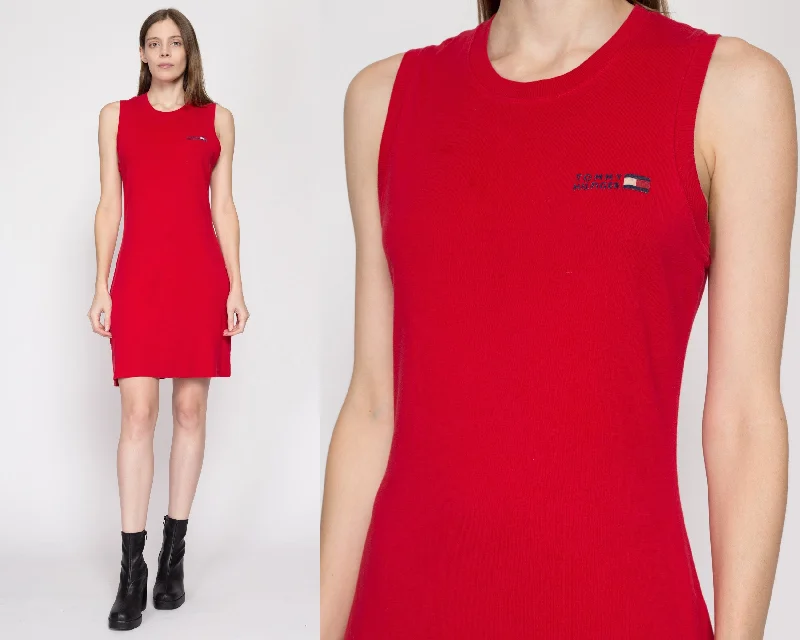 Medium 90s Tommy Hilfiger Red Mini Dress Fashionable Mini Dress with Frills