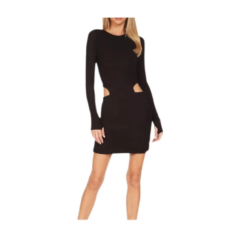 Lucan Longsleeve Mini Dress - Black. Trendy Tie-Dye Mini Dress