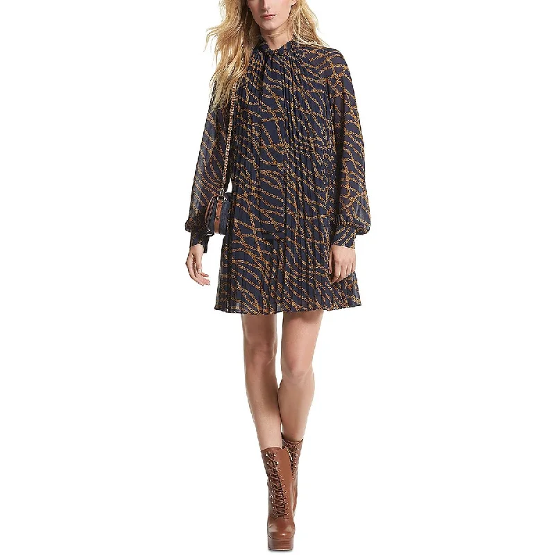 MICHAEL Michael Kors Womens Printed Mini Mini Dress Cozy Knitted Mini Dress