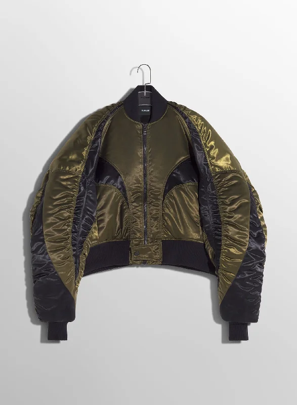 military green satiny bomber jacket Mesh Jacket Canvas Jacket Denim Jacket