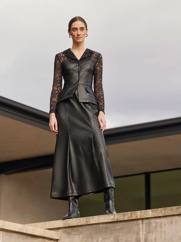 Modern Fit Lace & Vegan Leather Corset Jacket Lace Jacket Ribbed Jacket Sequined Jacket