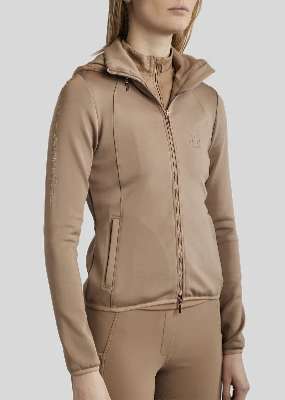 MoFlora Rosegold Crystals Jacket - Latte Snapped Jacket Toggled Jacket Drawstring Jacket