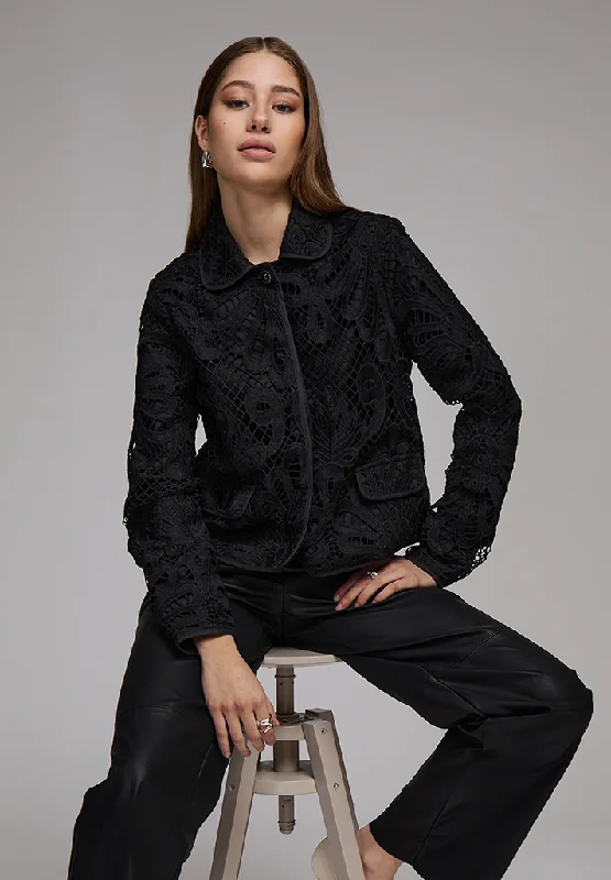 MSFalia Jacket - Black Chenille Jacket Brocade Jacket Lace Jacket