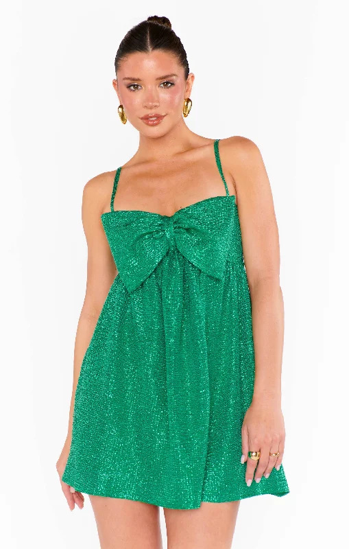 Show Me Your Mumu Best Bow Mini Dress Green Confetti Trendy Denim Mini Dress
