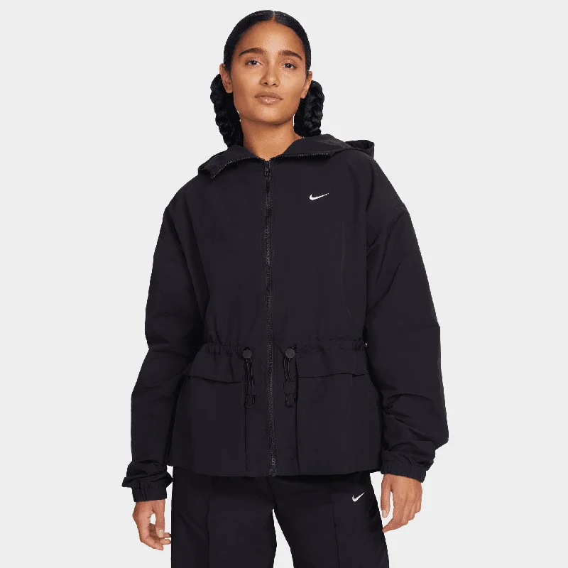 Nike Sportswear Women's Woven Jacket Black / White Notch Collar Peter Pan Collar Cowl Neck