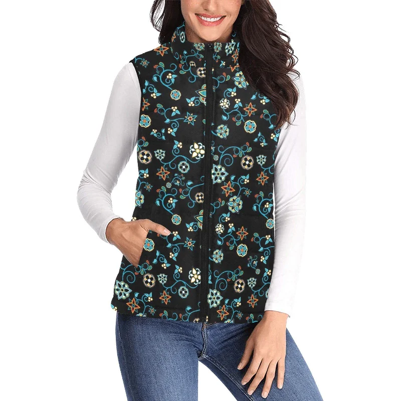 Ocean Bloom Women's Padded Vest Jacket Notch Collar Jacket Peter Pan Collar Jacket Cowl Neck Jacket