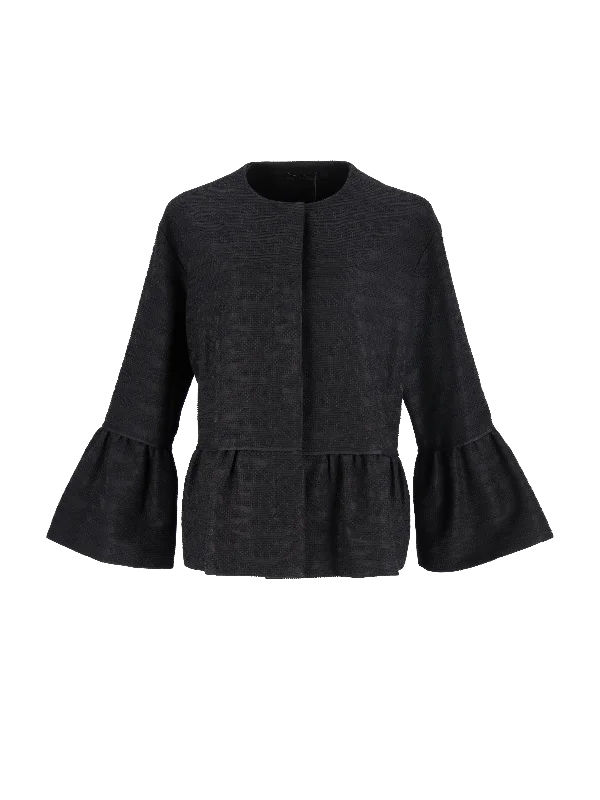 peplum-hem woven jacket Tiered Jacket Buttoned Jacket Zippered Jacket