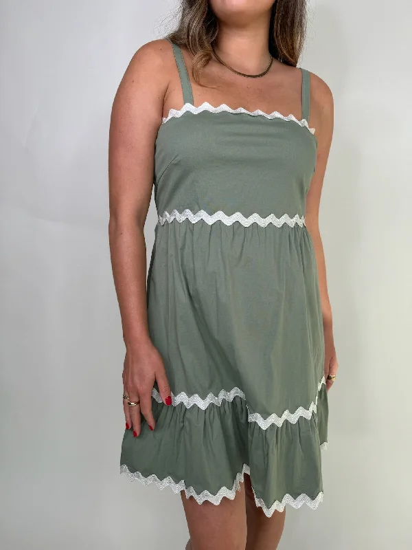 Phie Swirl Mini Dress Sage Fashionable Button-Front Mini Dress