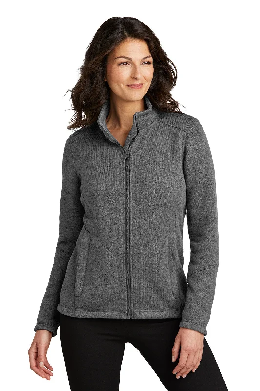 Port Authority Womens Arc Pill Resistant Sweater Fleece Full Zip Jacket - Heather Smoke Grey - New Insulated Jacket Fitted Jacket Loose Jacket Port Authority Womens Arc Pill Resistant Sweater Fleece Full Zip Jacket - Heather Smoke Grey - New Insulated Jacket Fitted Jacket Loose Jacket