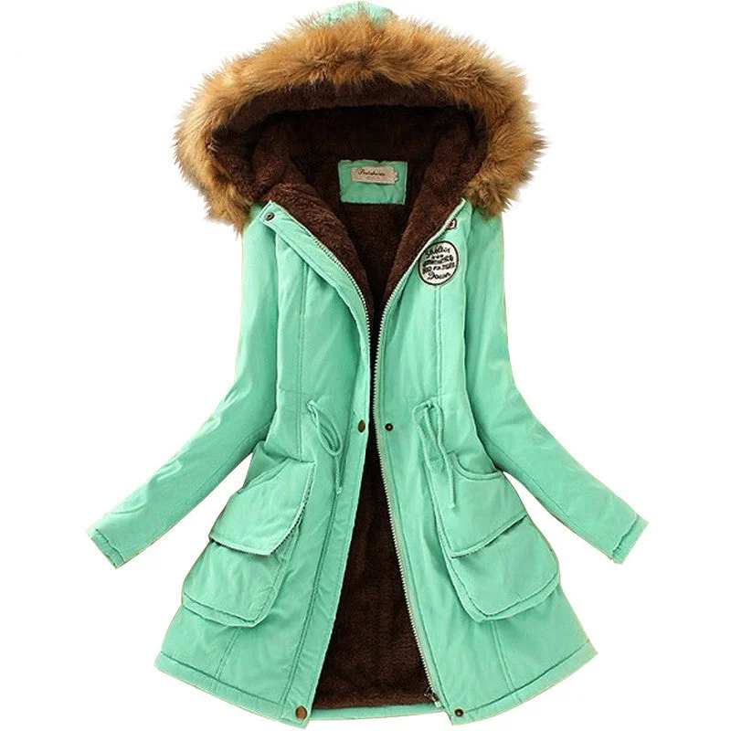 Fashion Autumn Warm Winter Fur Collar Coats Jackets for Women Women's Long Parka Plus Size Parka Hoodies Bomber Jacket Anorak Windbreaker