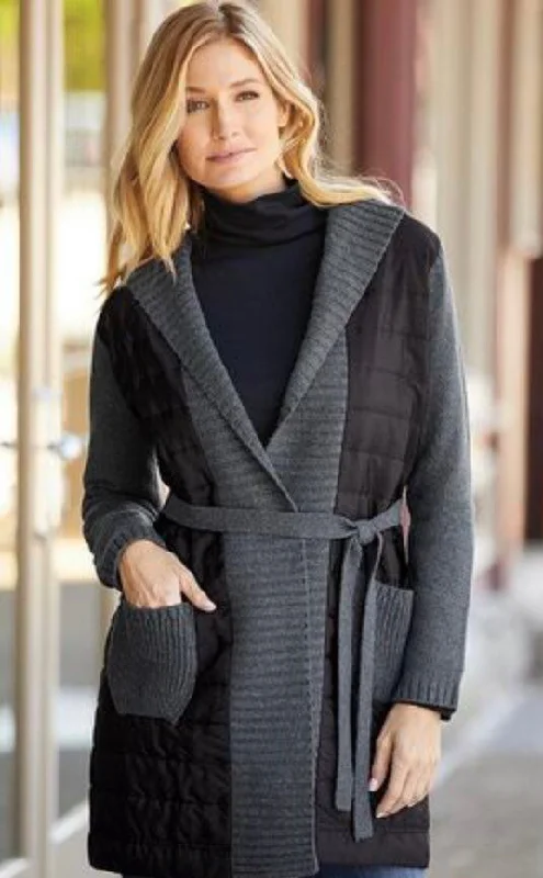 Puffer Cardi Wrap Jacket Sweater Boat Neck Shawl Collar Notched Collar