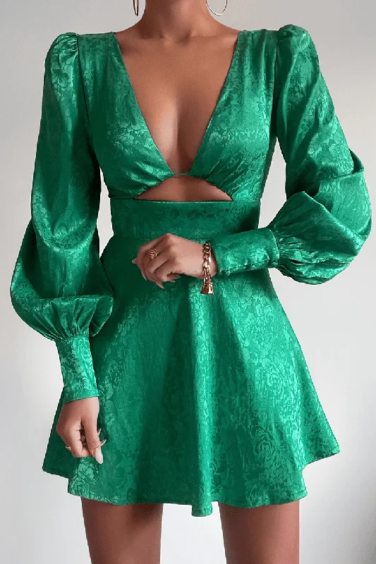 Rosalie Mini Dress - Emerald Elegant Velvet Mini Dress