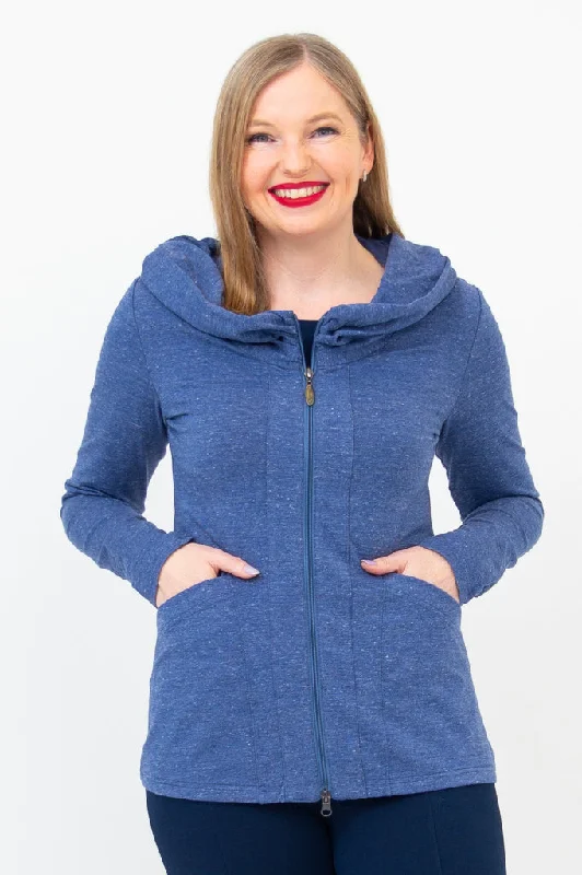 Seymour Jacket, Denim, Bamboo Hooded Jacket Caped Jacket Shawl Collar Jacket