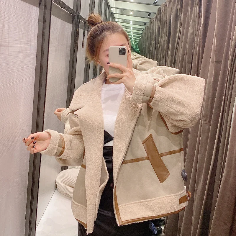 Simple Stitching Zipper Jacket Women Cardigan Sweater Pullover