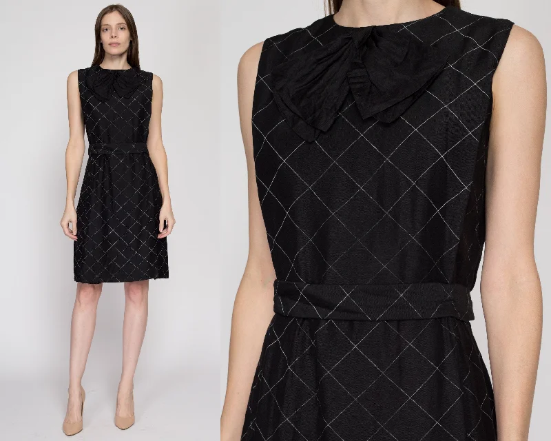 Small 60s Black & White Grid Print Mini Dress, As Is Elegant Sequin Mini Dress