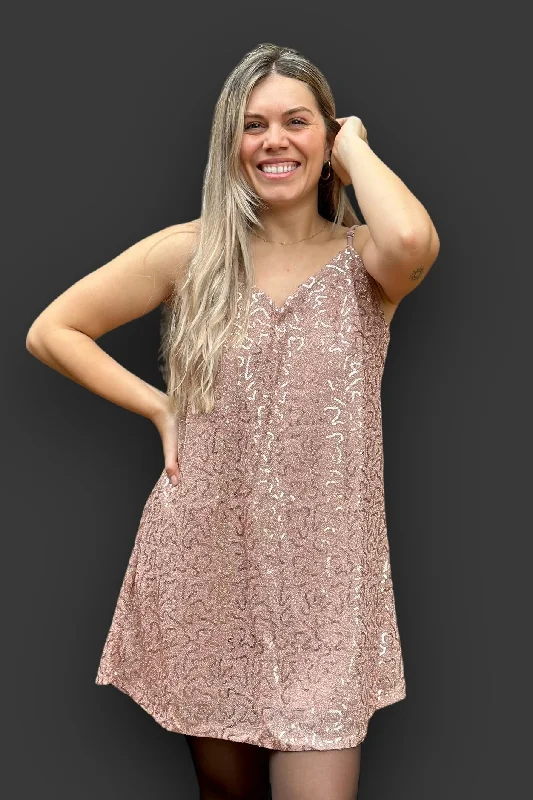 Sparkle Mini Dress Rose Cozy Wraparound Mini Dress