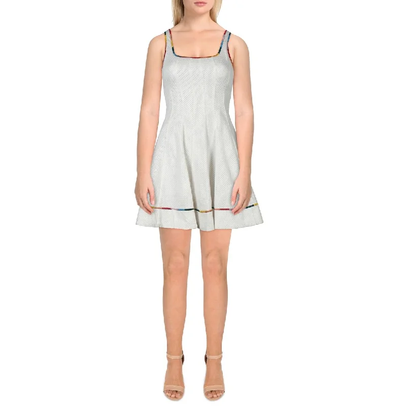 STAUD Womens Cotton Embroidered Mini Dress Comfortable Shift Mini Dress