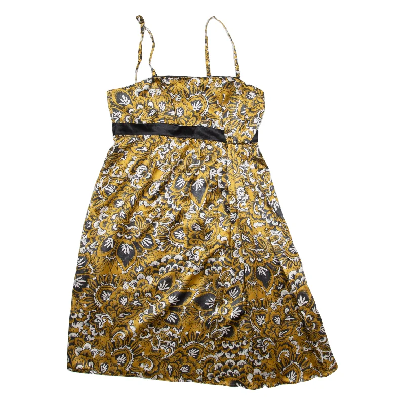 TED BAKER Mini Dress Yellow Floral Sleeveless Short Womens UK 10 Elegant Vintage Mini Dress