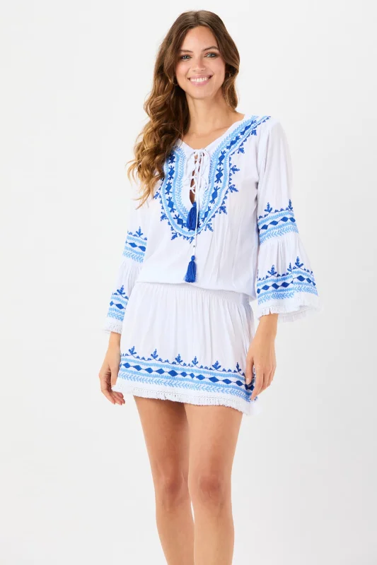 Tiare Hawaii Greek Islands Mini Dress Santorini Fashionable Polka Dot Mini Dress