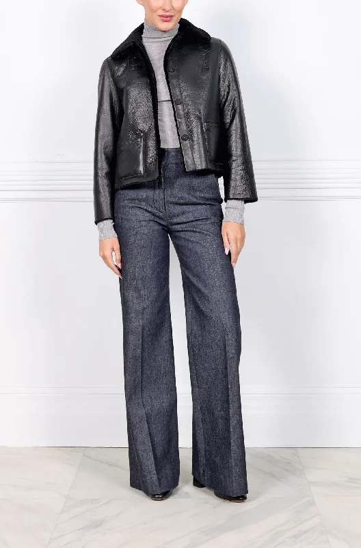 The Anastasia Reversible Crop Shearling Jacket Faux Fur Jacket Real Fur Jacket Shearling Jacket