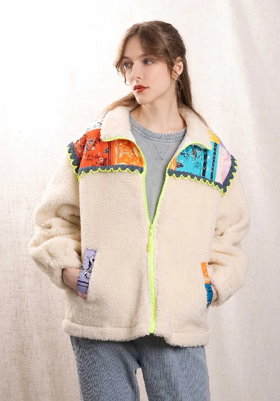 Jacket 10025 Blanc Rayon Fabric Velvet Fabric Corduroy Fabric