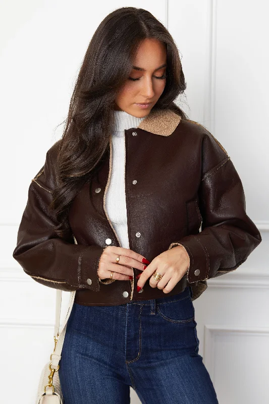 Torri Dark Chocolate Vegan Leather Jacket Mesh Jacket Canvas Jacket Denim Jacket
