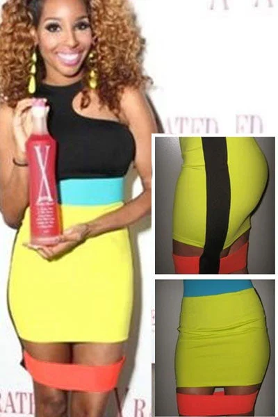 Trendy Neon Colors Stitched Celebrity Inspired Mini Dress Trendy Wraparound Mini Dress