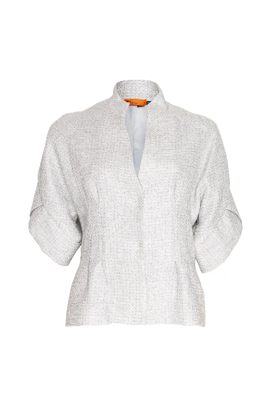Tulip Sleeve Jacket - Silver Linen 7820 Plaid Jacket Tartan Jacket Houndstooth Jacket Tulip Sleeve Jacket - Silver Linen 7820 Plaid Jacket Tartan Jacket Houndstooth Jacket