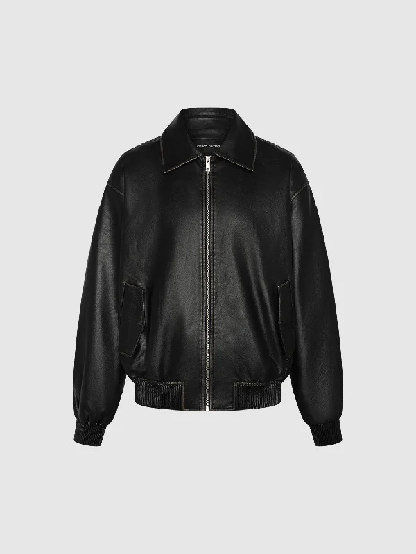 Vegan Leather Jacket Elasticated Jacket Padded Jacket Insulated Jacket