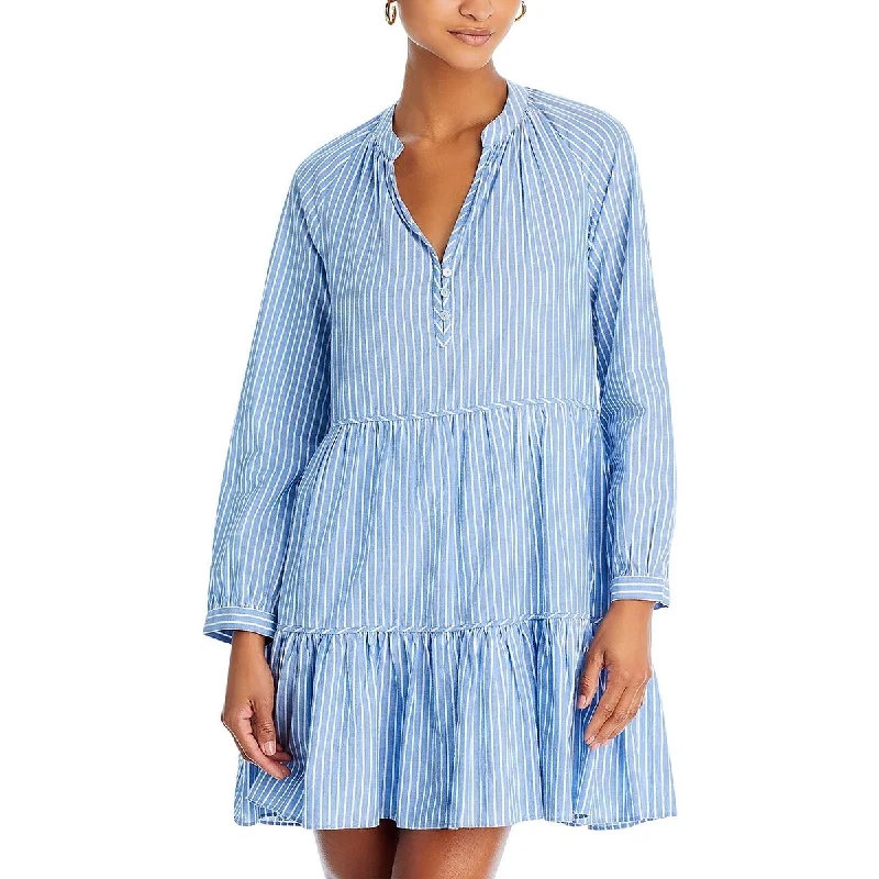 Veronica Beard Womens Metallic Striped Mini Dress Classic Casual Mini Dress