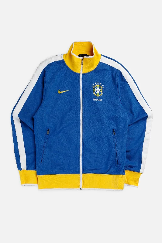 Brazil Soccer Track Jacket - S Stand-Up Collar Roll-Neck Collar Turtle Neck