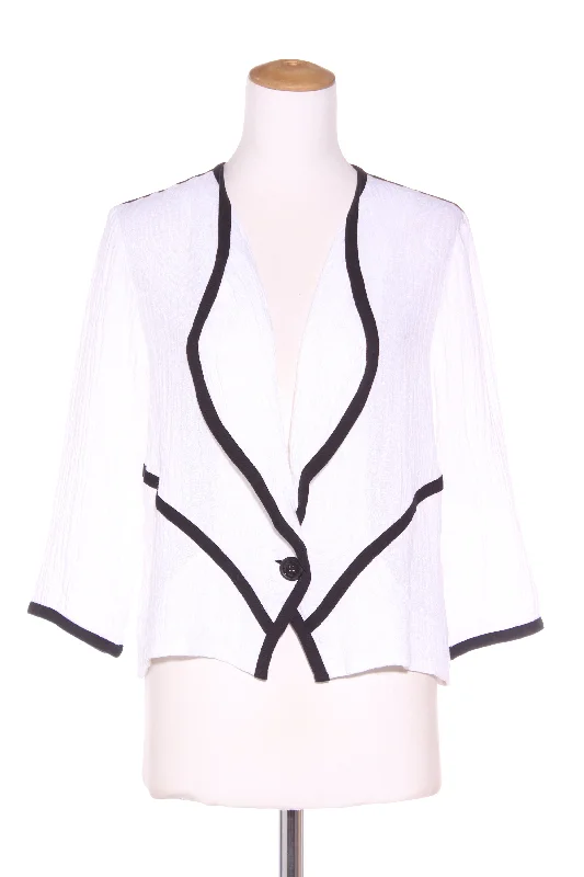 VISAGE (NZ) Textured linen contrast trim jacket! 14 Knit Fabric Woven Fabric Fleece Fabric