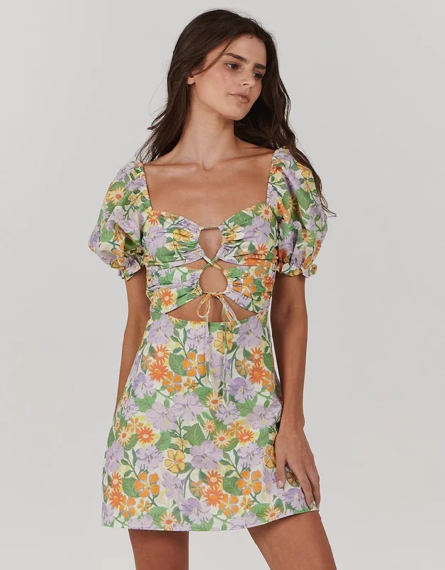 Willow Mini Dress - Spring T Floral Cozy Wraparound Mini Dress