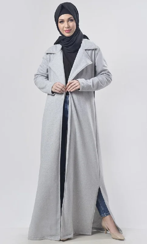 Winter Fleece Modest Length Jacket Denim Fabric Leather Fabric Suede Fabric