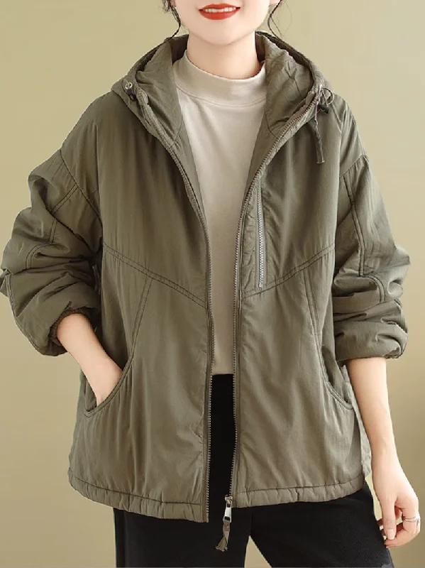 Women's Lightweight and Stylish Winter Hooded Jacket Zippered Jacket Buttoned Jacket Snapped Jacket